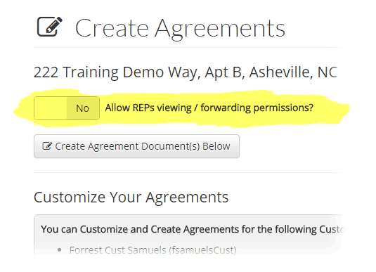 Online Agreement Default Setting